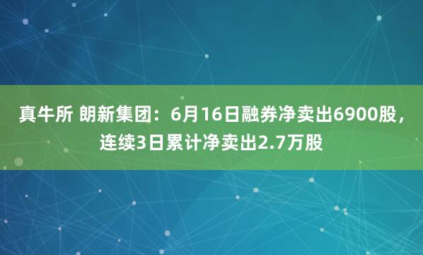 真牛所 朗新集团：6月16日融券净卖出6900股，连续3日累计净卖出2.7万股